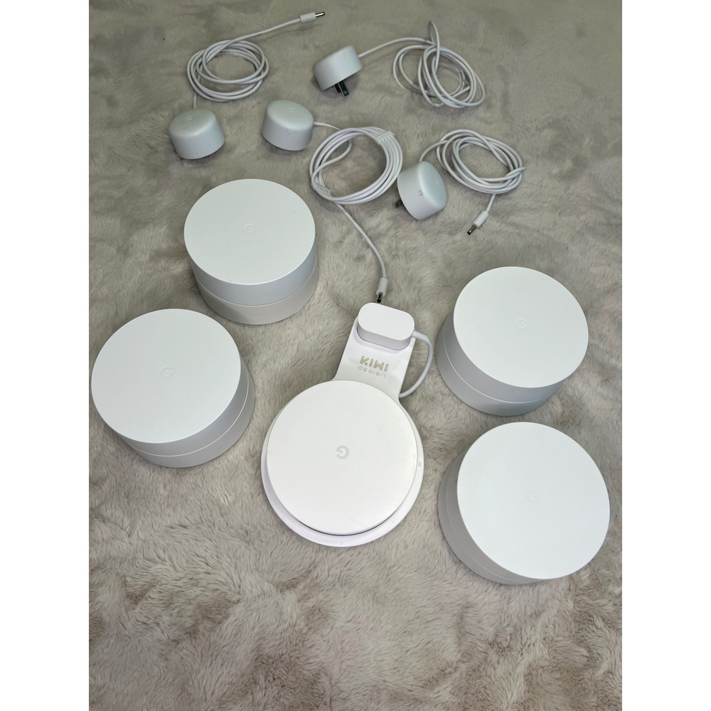 Google WiFi AC-1304 Mesh System 5-Pack with Wall Mount White